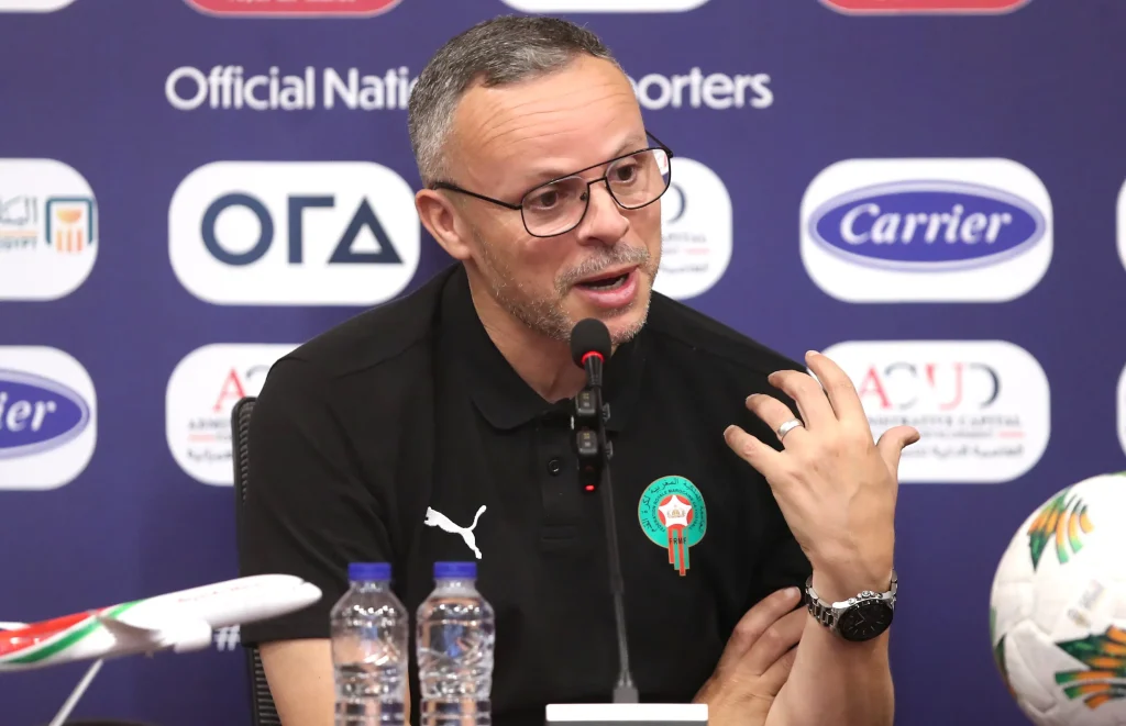 mohamed ouahbi coach of morocco during the 2025 africa cup of nations u20 semi finals morocco press conference on 14 may - Futbolinfo.az
